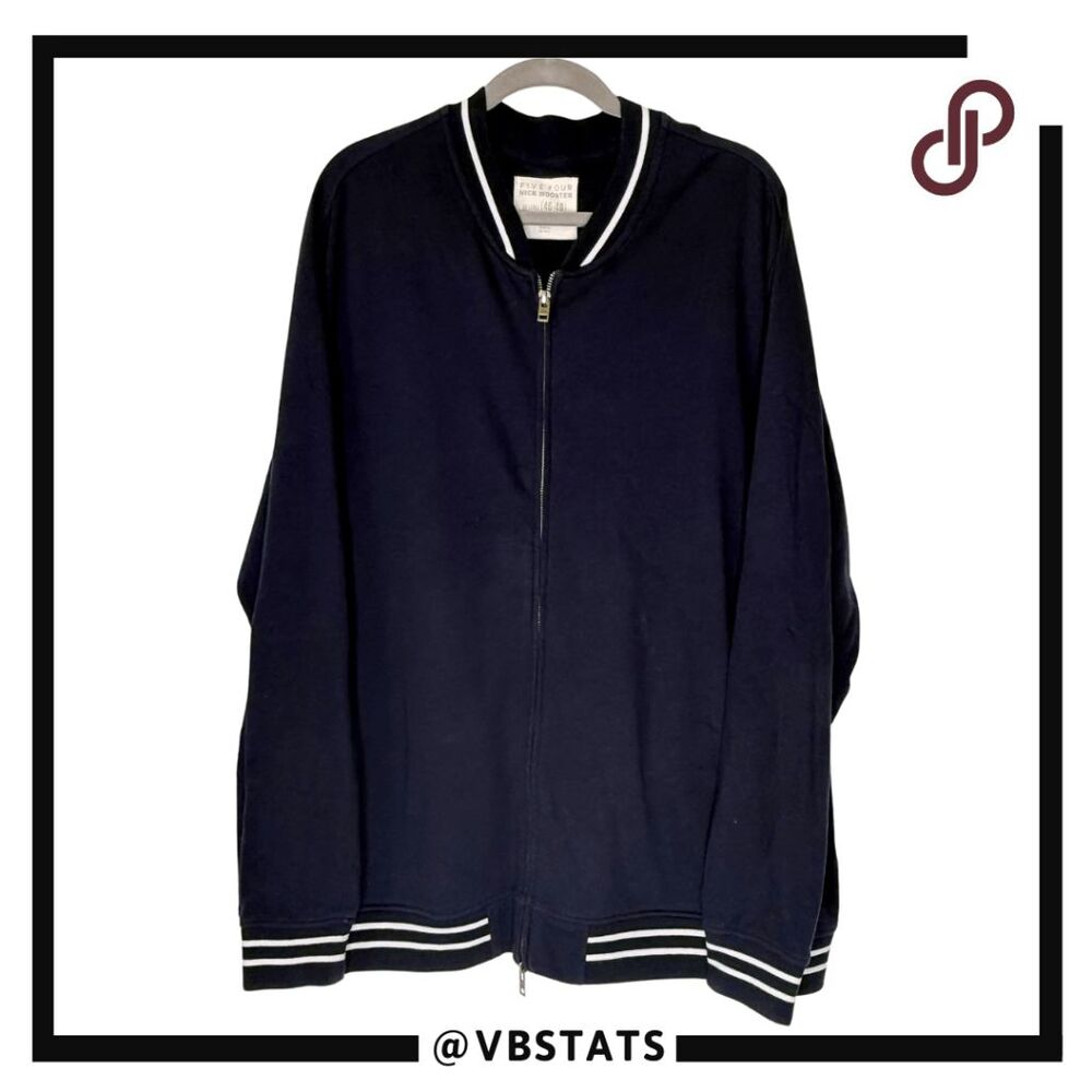 Five Four Nick Wooster Comfy Mens Full‎ Zip Jersey Knit Jacket Navy Blue 3XL
